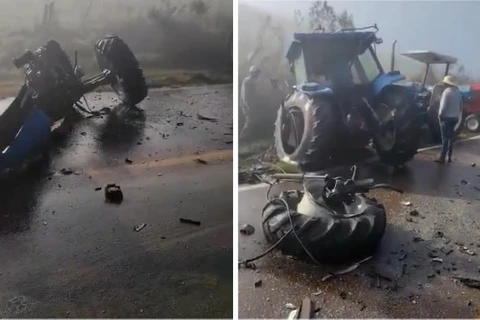 Trabalhador fica ferido após acidente entre trator e caminhão em Tibagi
