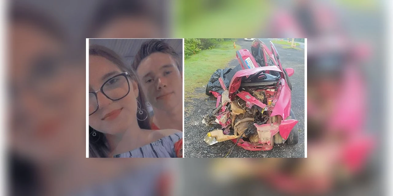 Casal de namorados morre após carro rodar e atingir caminhão em Guamiranga