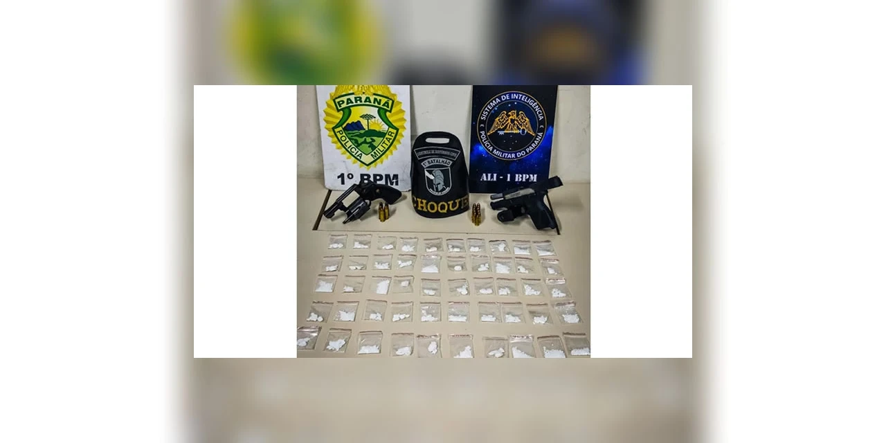 Suspeito de tráfico é preso com armas de fogo e cocaína em Ponta Grossa