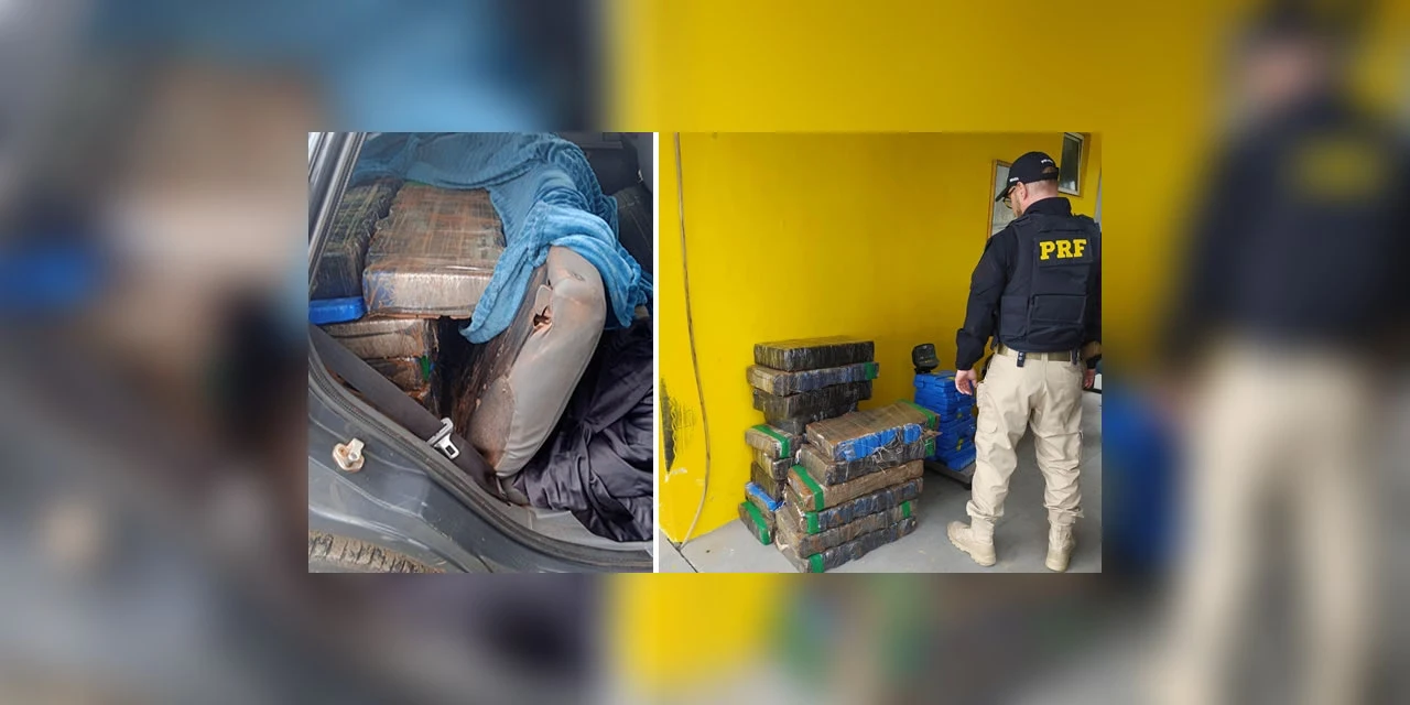 Depois de perseguição, motorista que transportava 227 kg de maconha é preso pela PRF, em Porto Amazonas