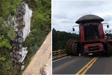 Colisão entre carreta e colheitadeira na PR-151 faz vítimas fatais