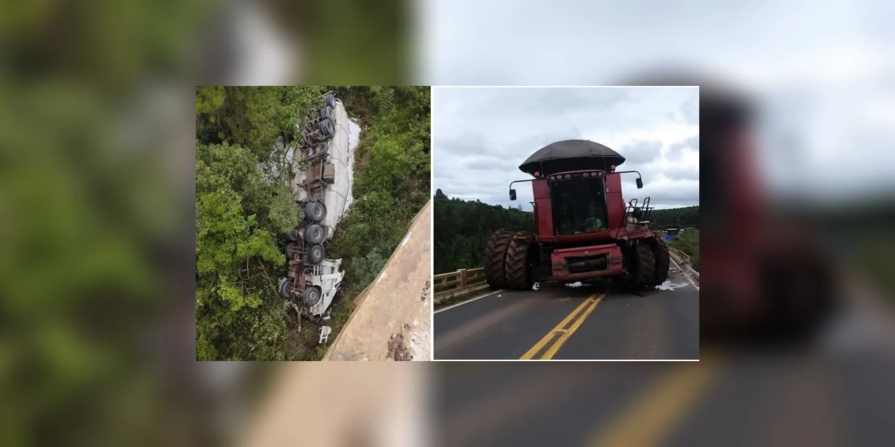 Colisão entre carreta e colheitadeira na PR-151 faz vítimas fatais