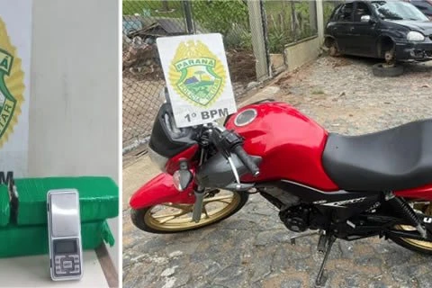 Individuo é preso com drogas e motocicleta roubada, em PG
