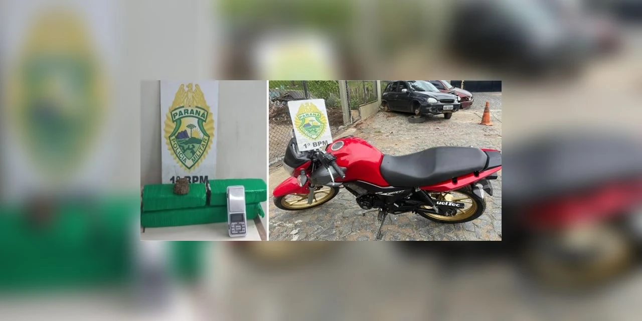 Individuo é preso com drogas e motocicleta roubada, em PG