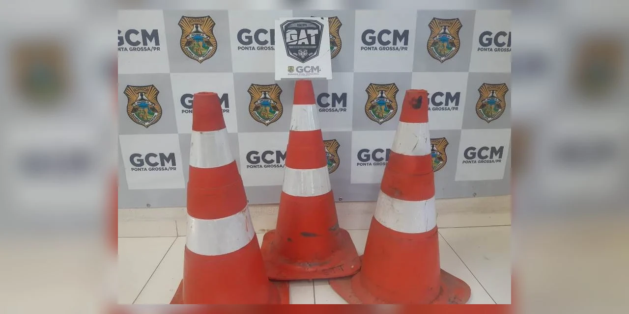 Dupla é detida após furtar cones de sinalização no centro de PG