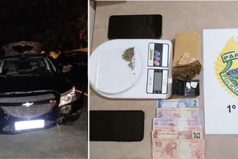 Após perseguição, PM detém individuo com carro roubado e drogas, em Castro