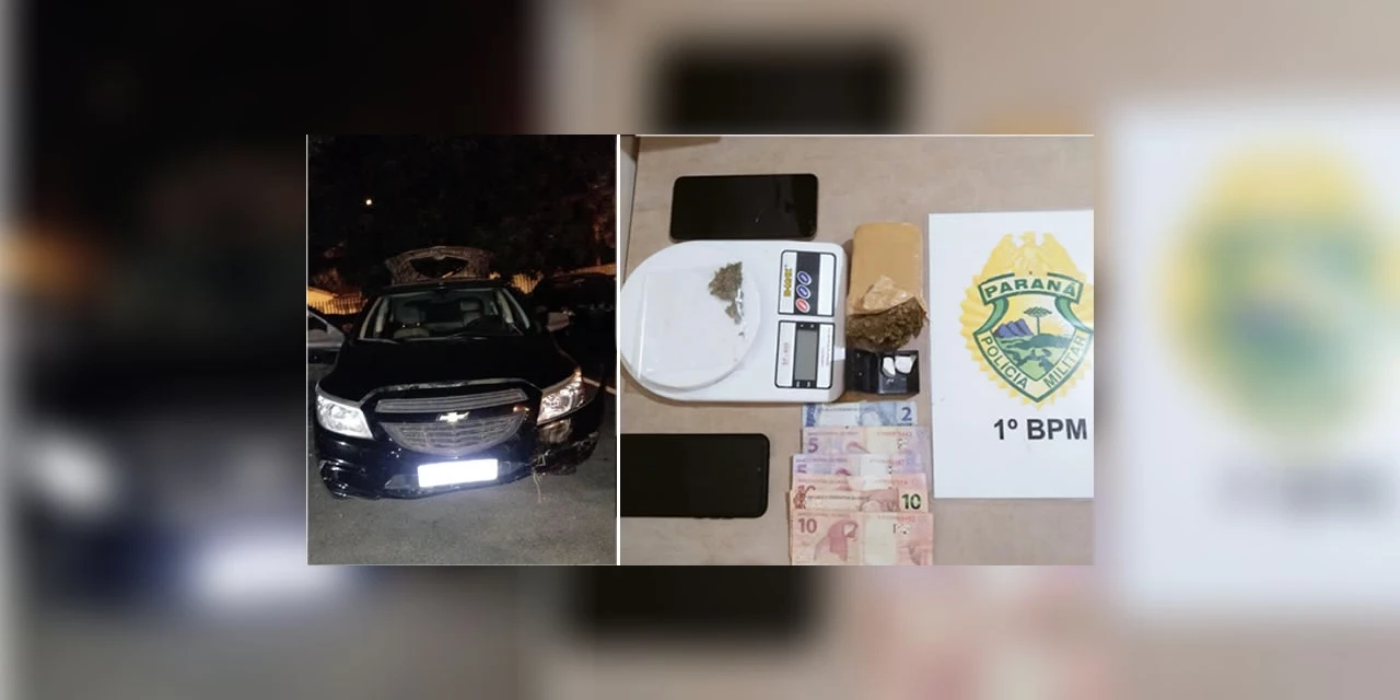 Após perseguição, PM detém individuo com carro roubado e drogas, em Castro