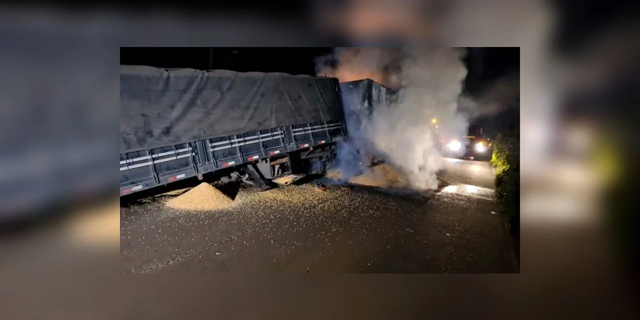 Caminhoneiro é rendido por assaltantes e tem carreta queimada em Ponta Grossa