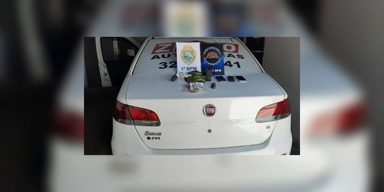 Táxi é recuperado pela PM e dois homens presos momentos após o roubo em Ponta Grossa
