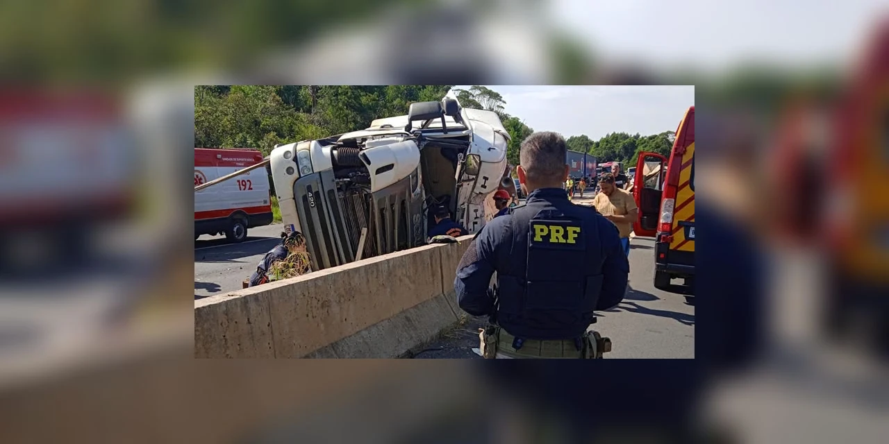 Helicóptero do Samu socorre vítima de acidente na BR-376, em Tibagi