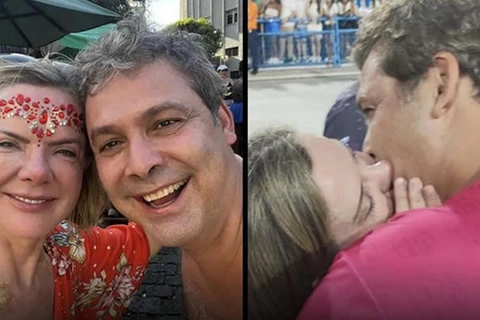 Gleisi Hoffmann desfila pela Portela e beija Lindbergh Farias na Sapucaí