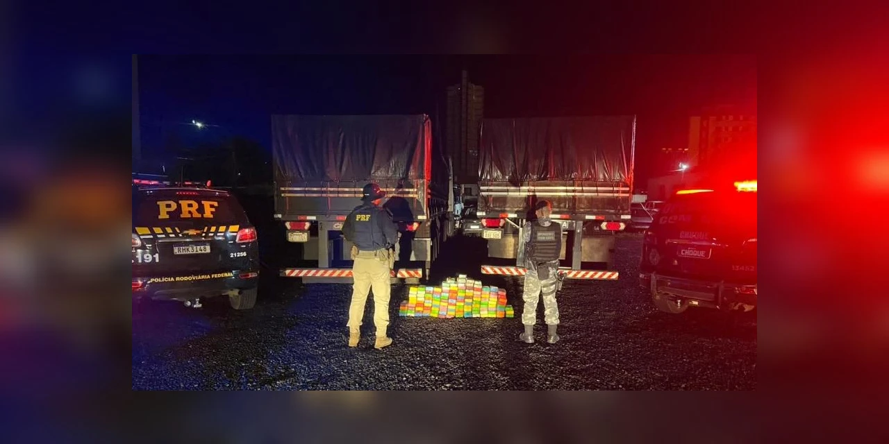 Com ajuda de cão farejador PRF e PM apreendem cerca 133 quilos de pasta base de cocaína na BR-277, em Guarapuava