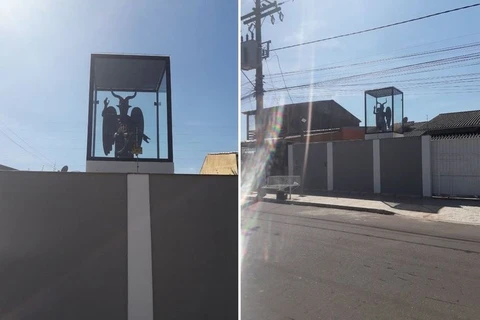 Estátua de uma cabra preta chifruda causa terror entre vizinhos e viraliza nas redes sociais