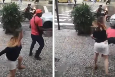 Ex-jogadora de vôlei é flagrada agredindo entregadores de comida na rua