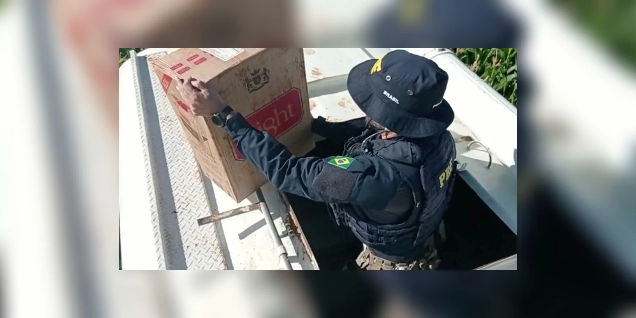 Após perseguição, PRF apreende caminhão carregado com 200 mil maços de cigarros contrabandeados; assista!
