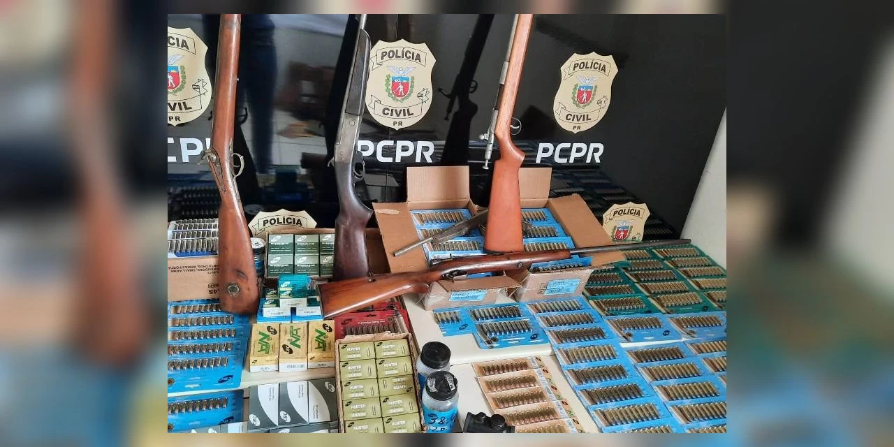 Polícia Militar e Civil apreende arsenal em Arapoti; uma pessoa foi presa
