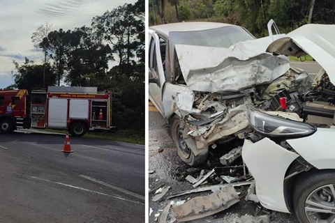 Colisão frontal deixa duas pessoas gravemente feridas na BR-277, em Prudentópolis