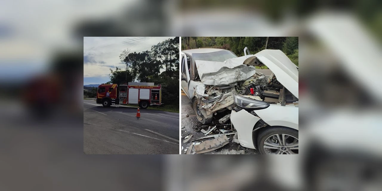 Colisão frontal deixa duas pessoas gravemente feridas na BR-277, em Prudentópolis