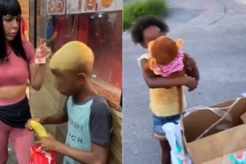 Influenciadoras que deram banana e macaco de pelúcia para crianças negras serão investigadas