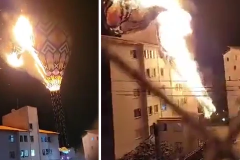 Balão em chamas cai em condomínio de Arujá (SP)
