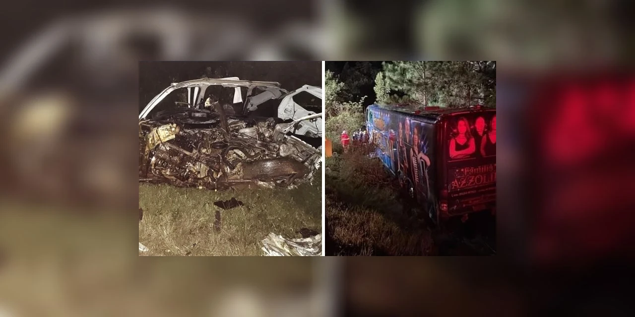 Ônibus da banda Família Azzolini sofre grave acidente e deixa dois mortos no Paraná
