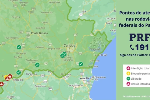 Atualização rodovias federais Paraná; saiba como estão