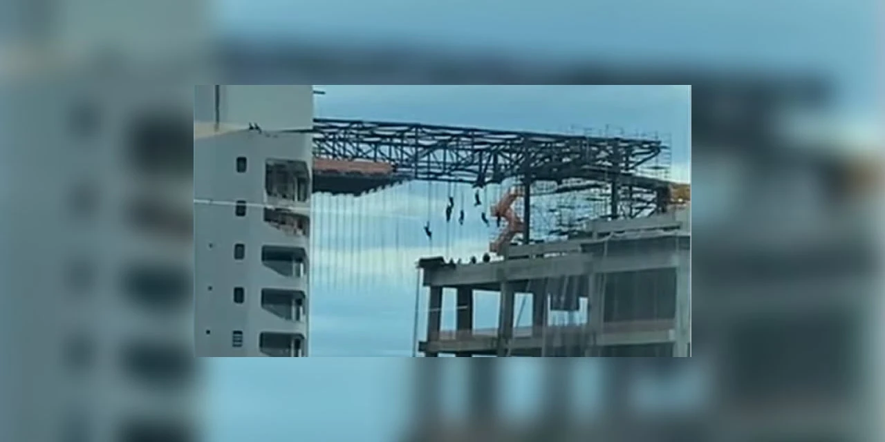Vídeo mostra trabalhadores pendurados após desabamento em construção de SP; um trabalhador morreu