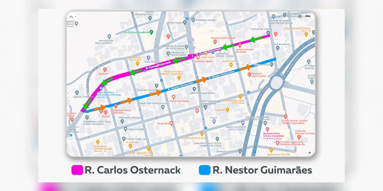 Prefeitura alerta para mudanças no sentido das ruas Carlos Osternack e Nestor Guimarães
