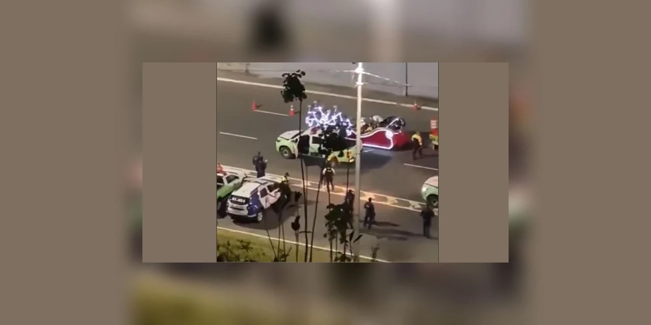 Trenó do Papai Noel é apreendido em blitz; condutor se recusa a fazer bafômetro