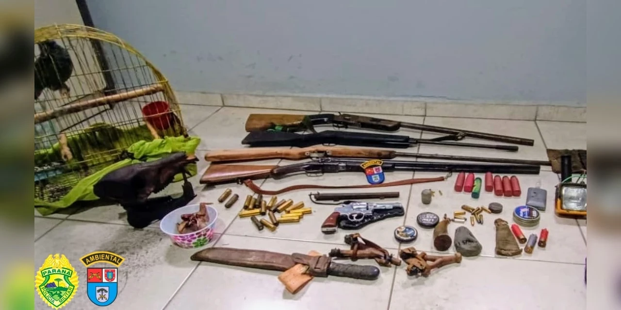 Força verde apreende arsenal após denúncia de caça predatória em Inácio Martins