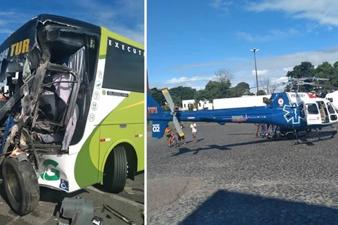 Grave acidente envolvendo ônibus de turismo mobiliza helicóptero do SAMU em Jaguariaíva