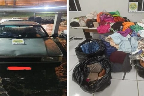 PM encontra carro usado em furto de loja na madrugada, em PG