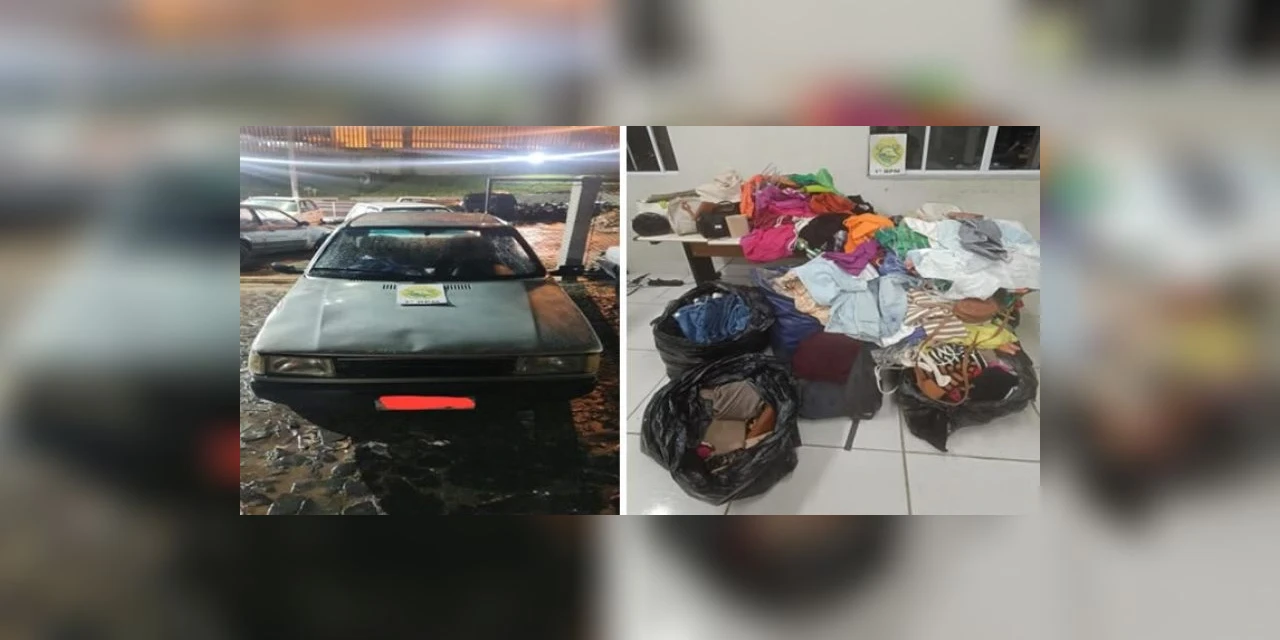 PM encontra carro usado em furto de loja na madrugada, em PG