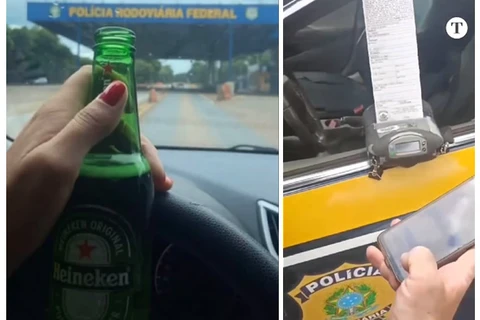 Mulher é multada e tem CNH suspensa ao postar foto dirigindo e bebendo em frente ao posto da PRF, em MG
