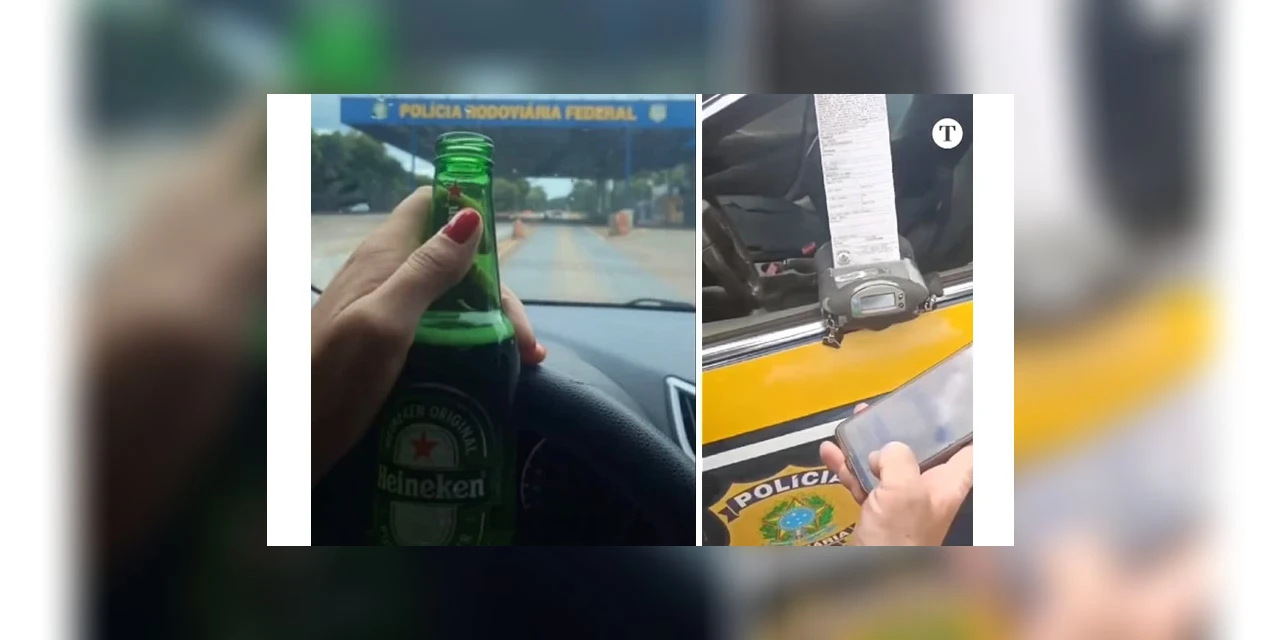 Mulher é multada e tem CNH suspensa ao postar foto dirigindo e bebendo em frente ao posto da PRF, em MG