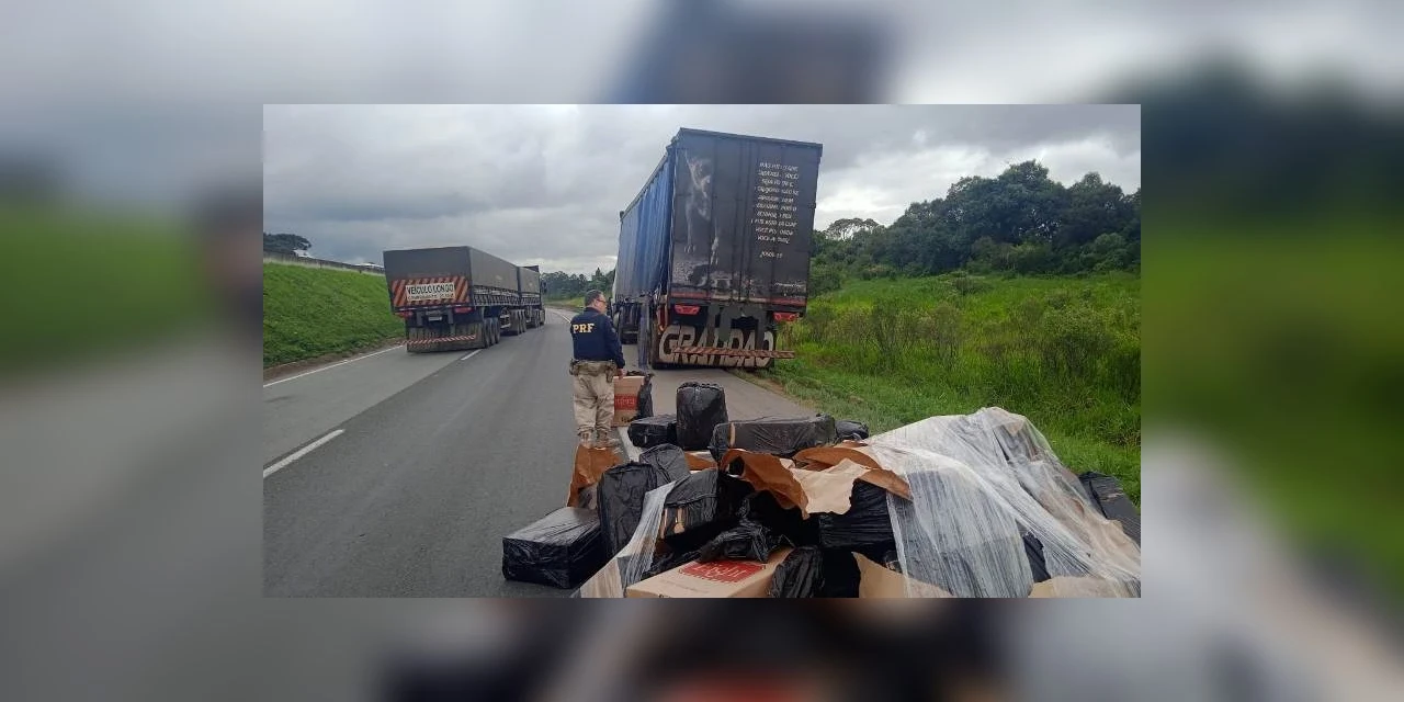 PRF apreende carreta carregada com 400 mil maços de cigarros contrabandeados