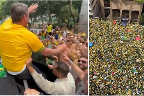Bolsonaro leva multidão em ato na Avenida Paulista