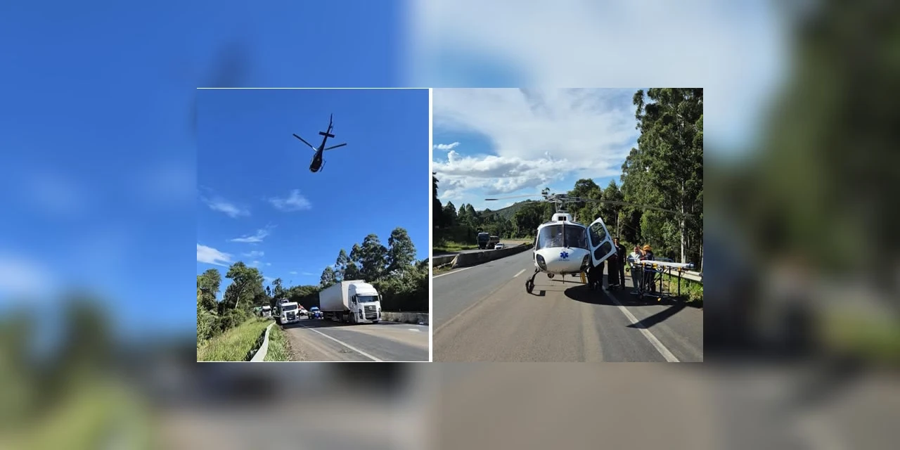 Grave acidente mobiliza helicóptero do SAMU na BR-376, em Tibagi