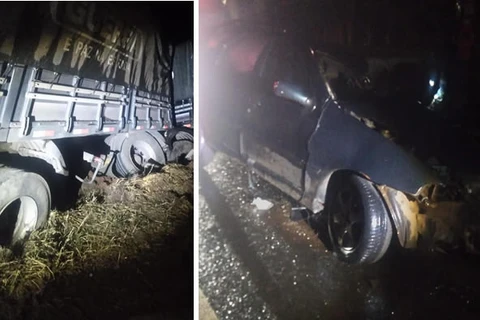 Colisão frontal entre automóvel e caminhão na PR-092 faz uma vítima fatal e deixa outras duas com ferimentos