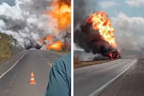 Vídeo mostra explosão de caminhão-tanque que transportava gás na Br-010, em Paragominas