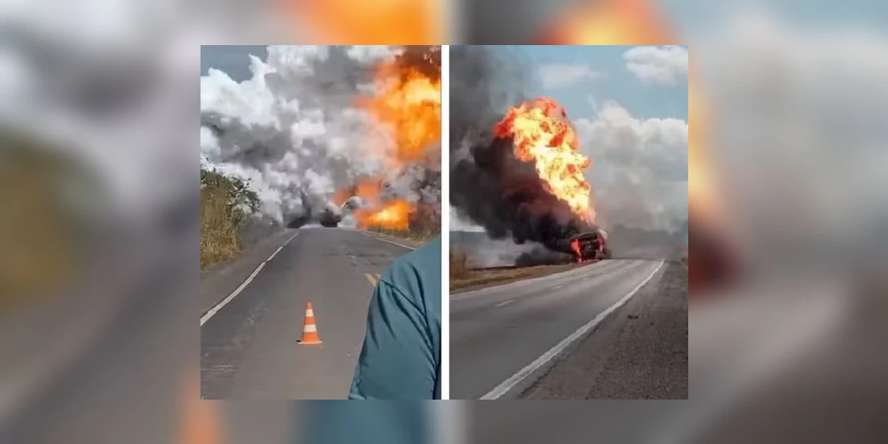 Vídeo mostra explosão de caminhão-tanque que transportava gás na Br-010, em Paragominas