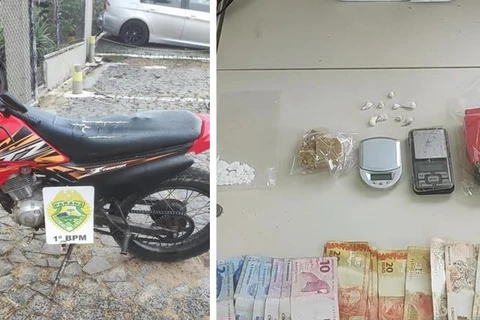 PM apreende entorpecentes e motocicleta adulterada em PG