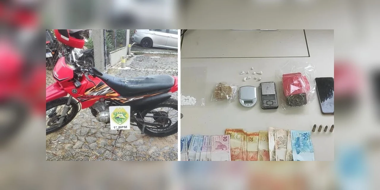 PM apreende entorpecentes e motocicleta adulterada em PG