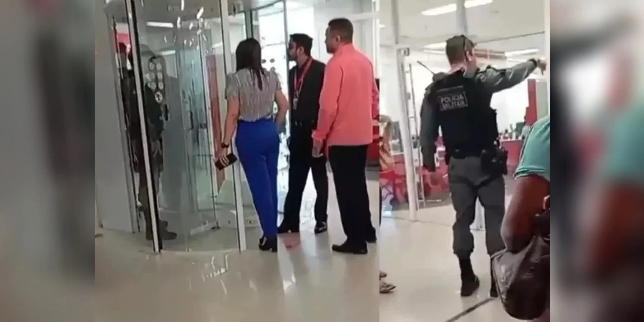 Vídeo: PM ameaça prender segurança e gerente de banco após ter entrada com arma barrada