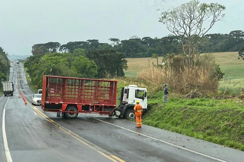 Homem morre após caminhão colidir contra barranco na BR 277, em Palmeira