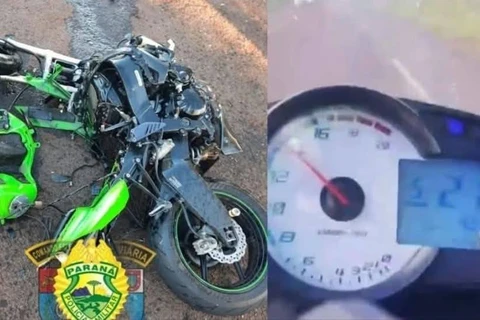 Vídeo mostra moto a 216 km/h antes de acidente que matou jovem no PR
