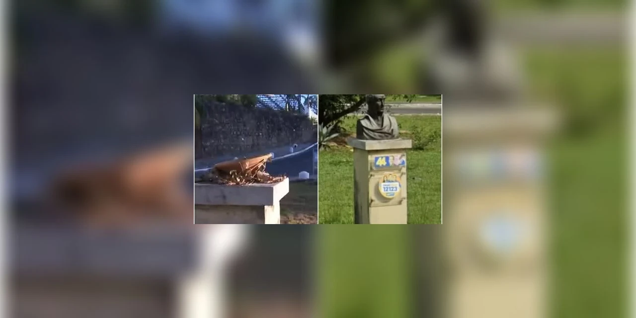 Moradores denunciam sumiço do busto do general Simón Bolívar na Bahia
