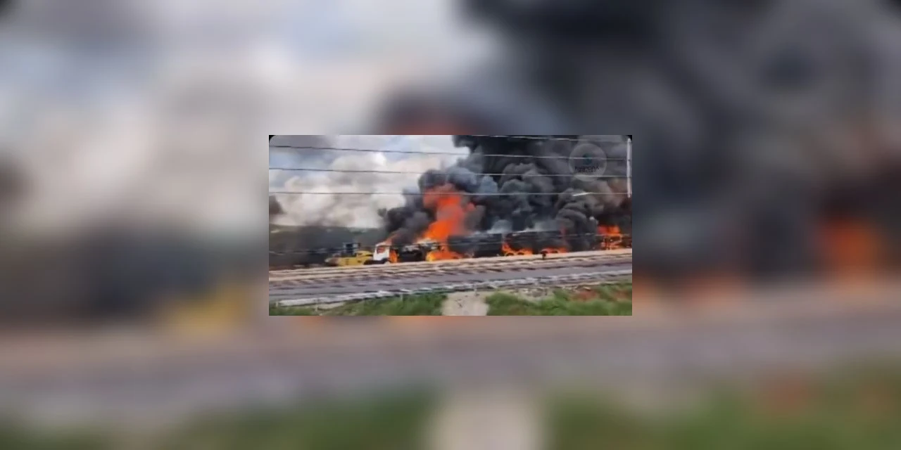 Duas pessoas morrem carbonizadas após explosão de caminhões em acidente na BR-376, em Maringá
