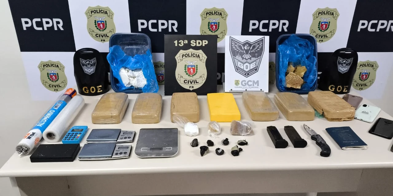 Ação conjunta da PCPR e GCM contra o tráfico resulta na apreensão de mais de 9 kg de crack e cocaína em PG