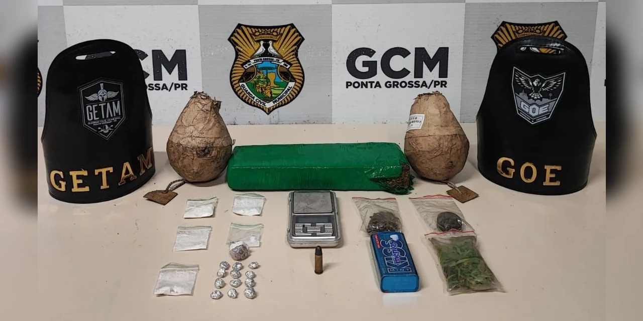 GCM apreende explosivos e drogas em bairro de PG 